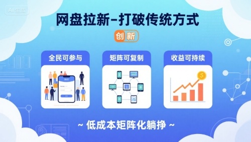 网盘拉新-打破传统方式，低成本矩阵化躺挣，全民可参与、矩阵可复制、收益可持续【揭秘】-快名资源网