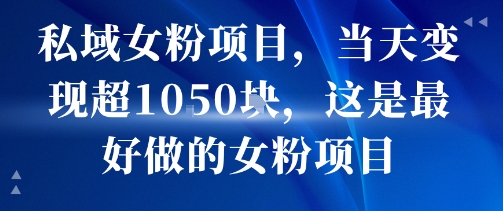 私域女粉项目，当天变现超1k，这是最好做的女粉项目，可放大操作-快名资源网