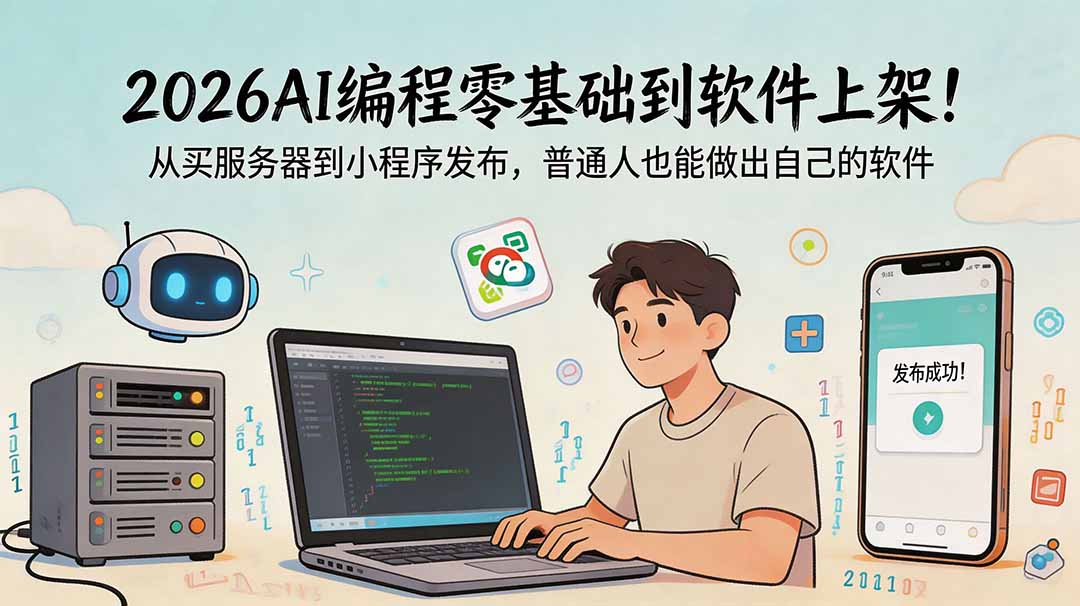 2026AI编程零基础到软件上架！从买服务器到小程序发布，普通人也能做出自己的软件-快名资源网