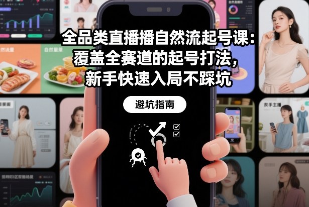 全品类直播自然流起号课：覆盖全赛道的起号打法，新手快速入局不踩坑-快名资源网