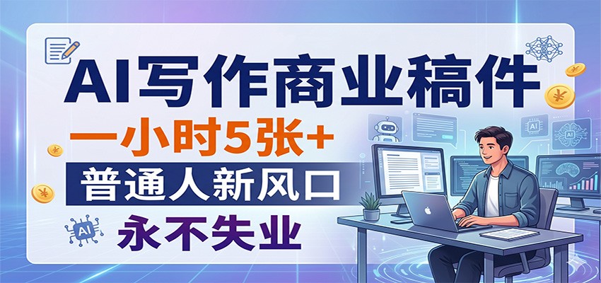 AI写作商业稿件，一小时5张+，普通人新风口，永不失业-快名资源网
