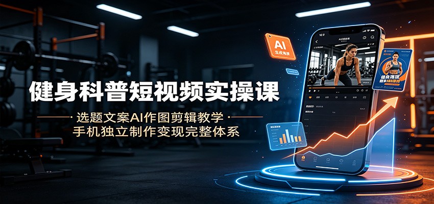 健身科普短视频实操课：选题文案AI作图剪辑教学，手机独立制作变现完整体系-青虫资源网