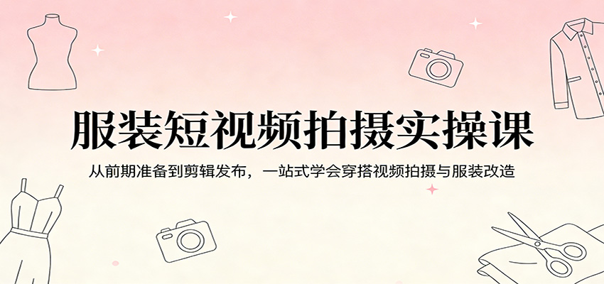 服装短视频拍摄实操课：从前期准备到剪辑发布，一站式学会穿搭视频拍摄与服装改造-快名资源网