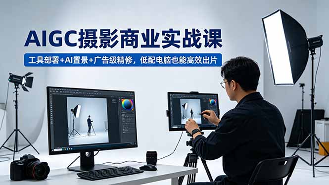 AIGC 摄影商业实战课，工具部署+AI置景+广告级精修，低配电脑也能高效出片-快名资源网