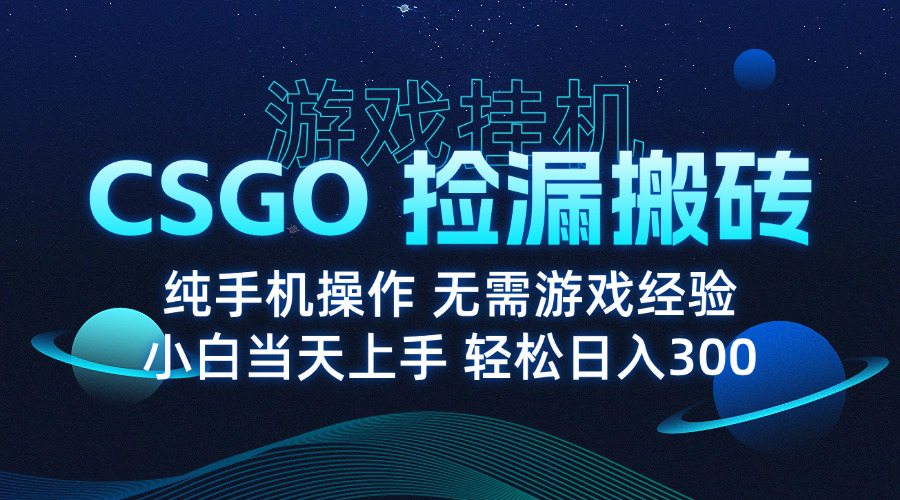 8月最新游戏搬砖，CSGO纯挂机，不需要玩游戏，实现真挂机，月入1W+-快名资源网