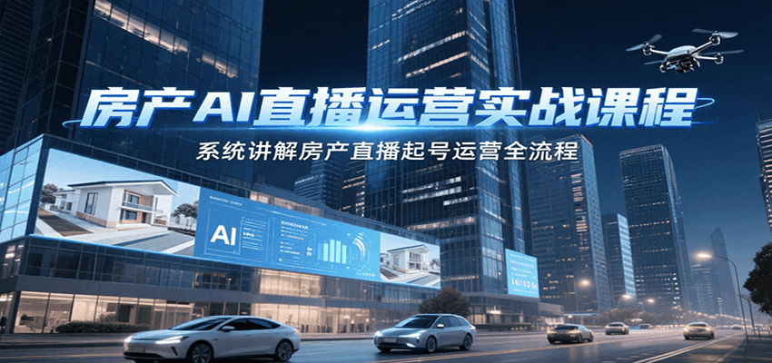 房产AI直播运营实战课程，系统讲解房产直播起号运营全流程-快名资源网