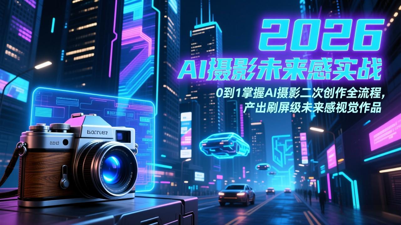 2026 AI摄影未来感实战：0到1掌握AI摄影二次创作全流程，产出刷屏级未来感视觉作品-快名资源网