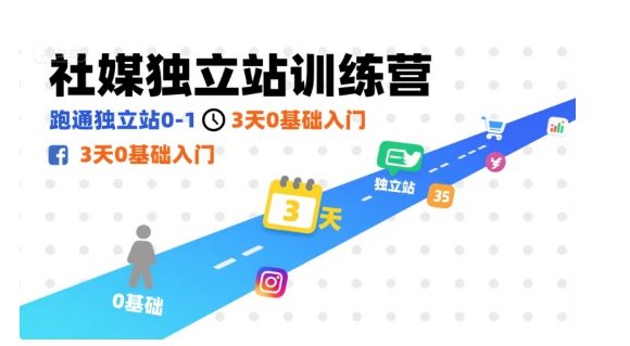 社媒独立站训练营，跑通独立站0-1，3天0基础入门-快名资源网