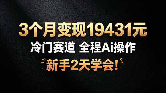 3个月变现19431元，冷门赛道 全程Ai操作，新手2天学会！-青虫资源网