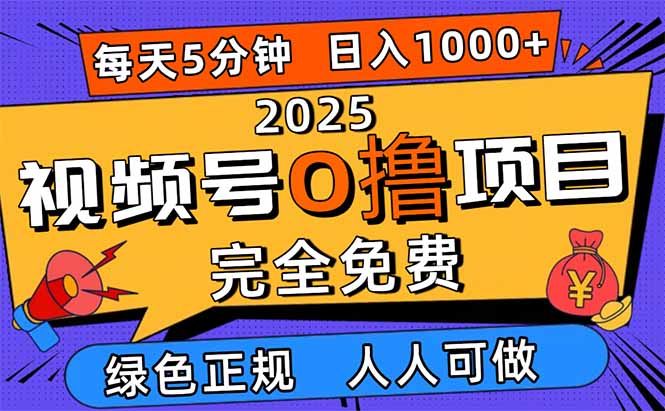 2025视频号0撸项目，5分钟一个号，日入1000+，人人可做-快名资源网
