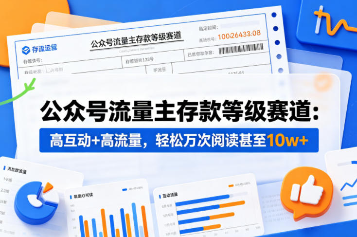 公众号流量主之存款等级赛道，高互动+高流量，轻松达到万次阅读，甚至10w+-快名资源网