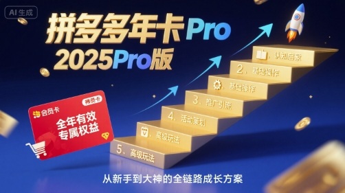拼多多年卡2025Pro版，五大板块从认知到基础、从推广到活动、从活动到玩法-快名资源网