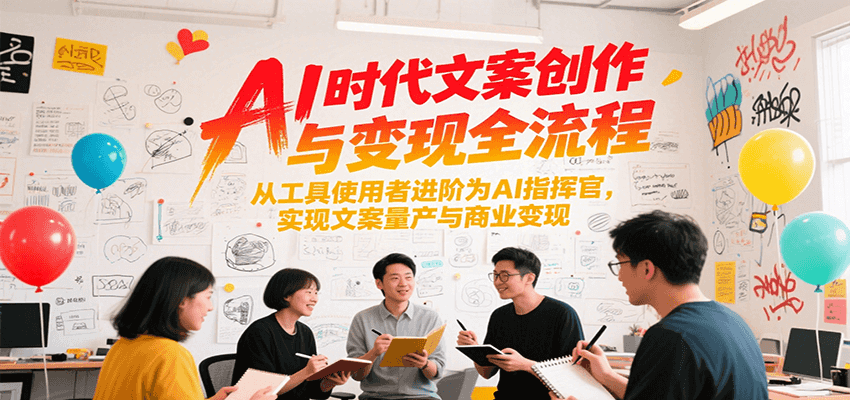 AI时代文案创作与变现全流程，从工具使用者进阶为AI指挥官，实现文案量产与商业变现-快名资源网