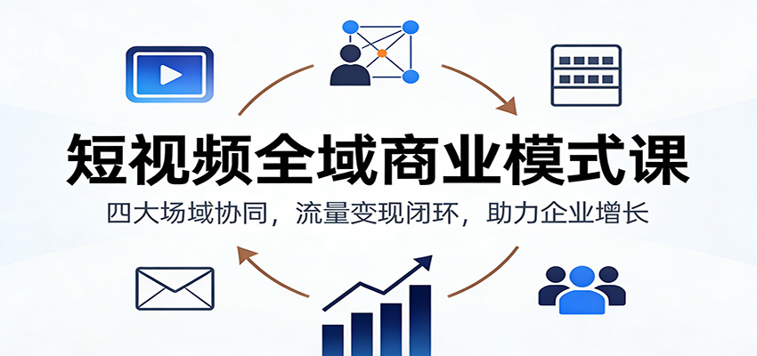 短视频全域商业模式课：四大场域协同，流量变现闭环，助力企业增长-快名资源网