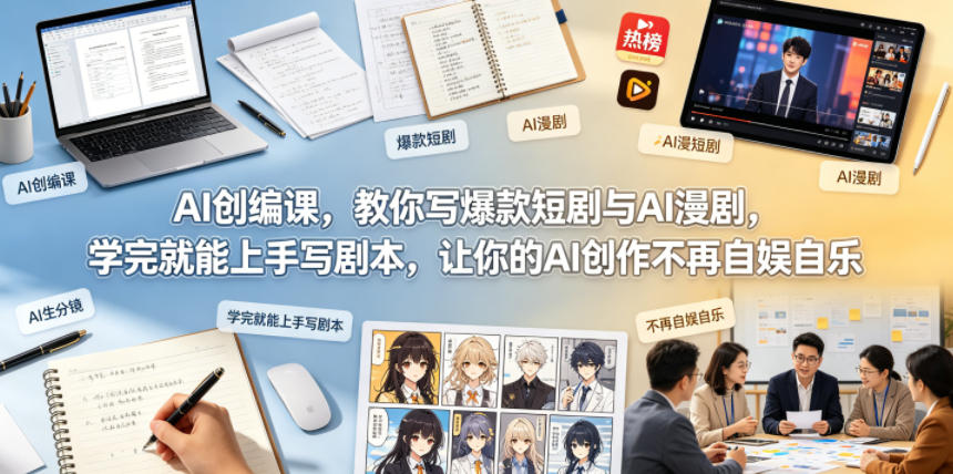 AI创编课，教你写爆款短剧与AI漫剧，学完就能上手写剧本，让你的AI创作不再自娱自乐(更新0521)-快名资源网