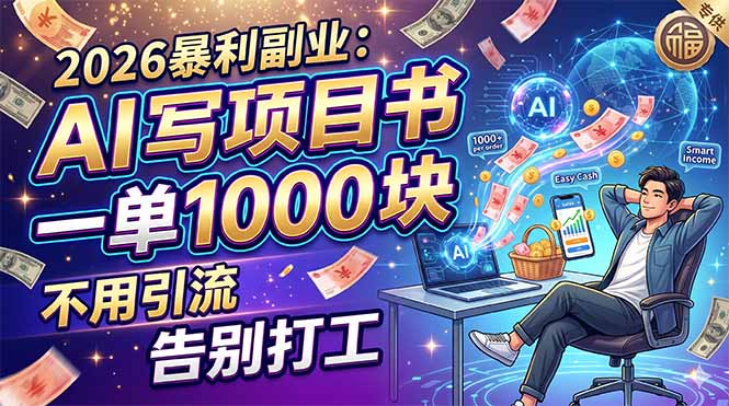 2026暴利副业：AI 写项目书，一单 1000 块，不用引流，告别打工-快名资源网