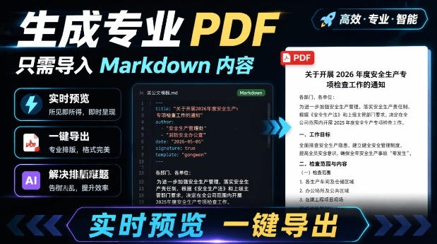只需导入Markdown内容，实时预览一键导出专业PDF！轻松解决AI生成内容排版问题Presto-青虫资源网