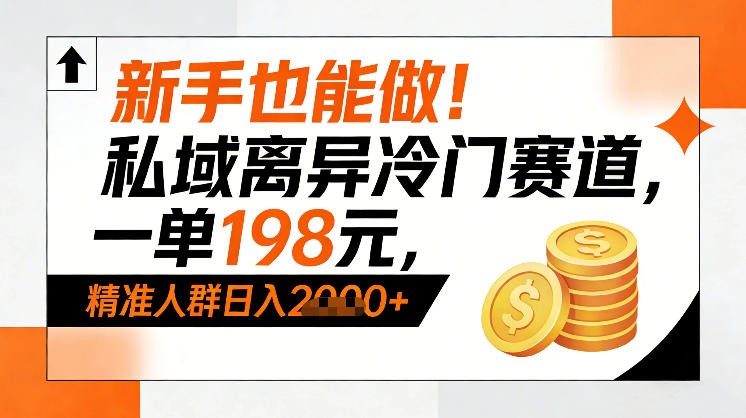 新手也能做！私域离异冷门赛道，一单198，精准人群日入1k+-快名资源网