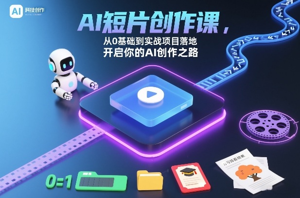 AI短片创作课，从0基础到实战项目落地，开启你的AI创作之路(更新)-快名资源网