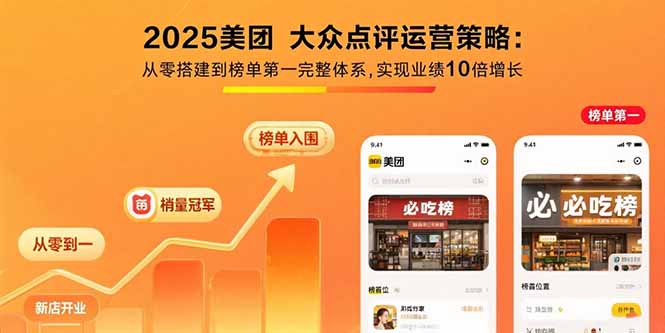 2025美团 大众点评运营策略:从零搭建到榜单第一完整体系,实现业绩10倍增长-快名资源网