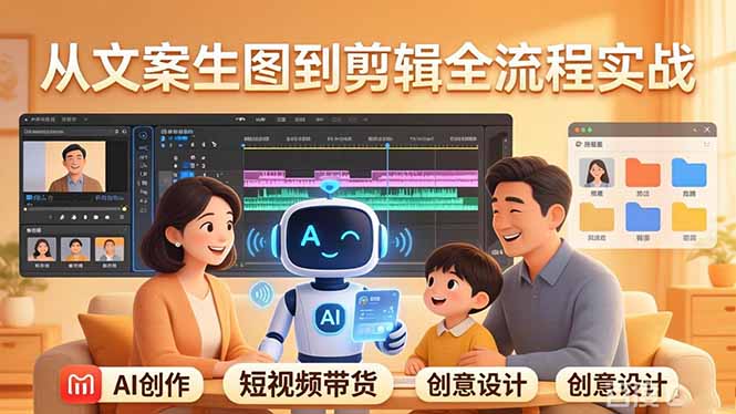 原创 AI 剧情短视频带货：AI+家庭剧情+带货广告，从文案生图到剪辑全流程实战-快名资源网