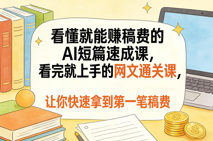 看懂就能賺稿费的AI短篇速成课，看完就上手的网文通关课，让你快速拿到第一笔稿费(更新5月)-快名资源网