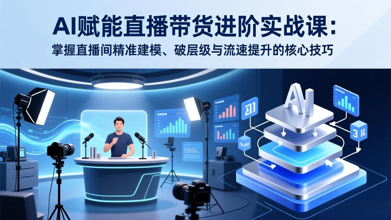 AI赋能直播带货进阶实战课：掌握直播间精准建模、破层级与流速提升的核心技巧-快名资源网