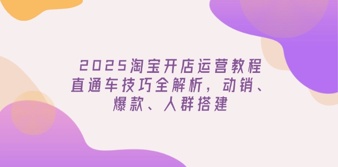 2025淘宝开店运营教程更新，直通车技巧全解析，动销、爆款、人群搭建-快名资源网