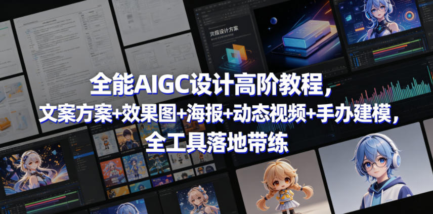 全能AIGC设计高阶教程，文案方案+效果图+海报+动态视频+手办建模，全工具落地带练-快名资源网