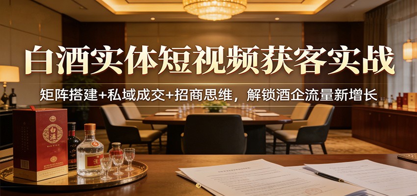 白酒实体短视频获客实战：矩阵搭建+私域成交+招商思维，解锁酒企流量新增长-快名资源网