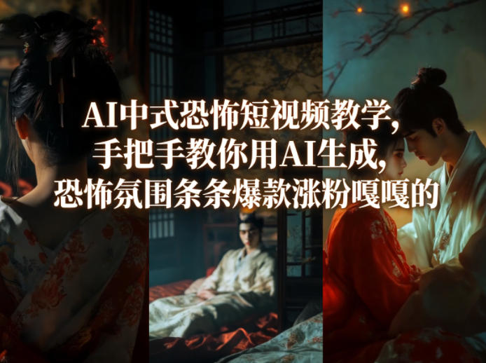 AI中式恐怖短视频教学，手把手教你用AI生成，恐怖氛围条条爆款涨粉嘎嘎的-快名资源网