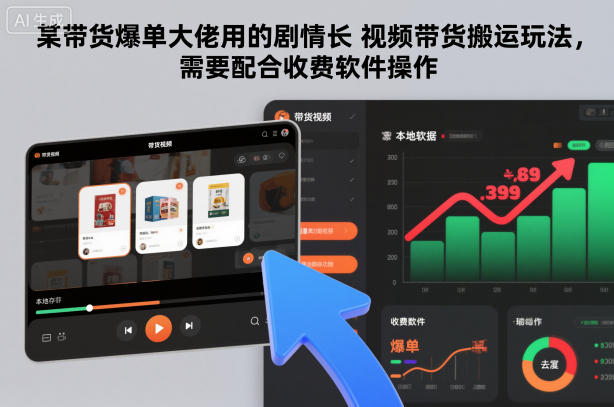 某带货爆单大佬用的剧情长视频带货搬运玩法，需要配合收费软件操作-快名资源网