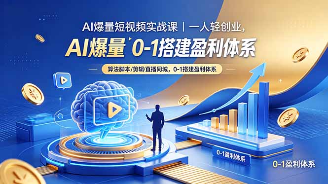 AI爆量短视频实战课｜一人轻创业，算法脚本剪辑直播同城，0-1搭建盈利体系-快名资源网