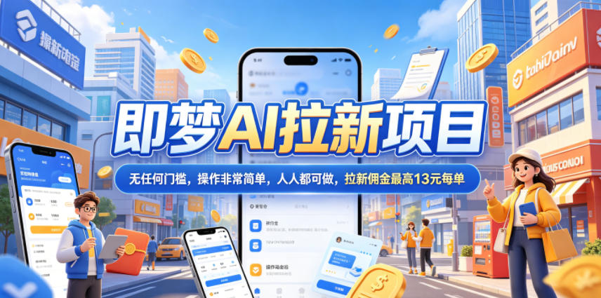 2026年即梦AI拉新项目最新玩法，无任何门槛，操作非常简单，人人都可做，拉新佣金最高13元每单-快名资源网