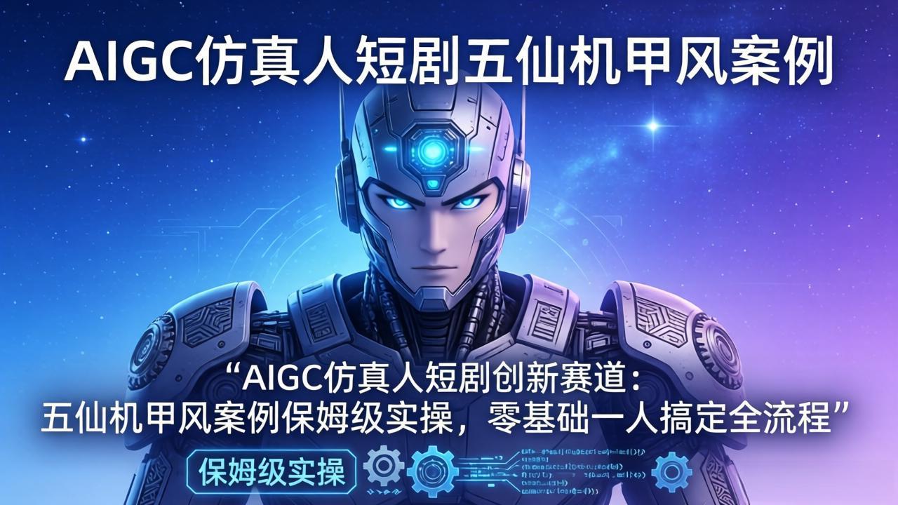 AIGC仿真人短剧创新赛道：五仙机甲风案例保姆级实操，零基础一人搞定全流程-快名资源网
