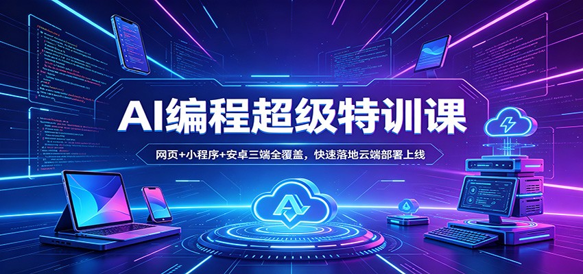 AI编程超级特训课：网页+小程序+安卓三端全覆盖，快速落地云端部署上线-青虫资源网