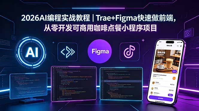 2026AI编程实战教程｜Trae+Figma快速做前端，从零开发可商用咖啡点餐小程序项目-快名资源网