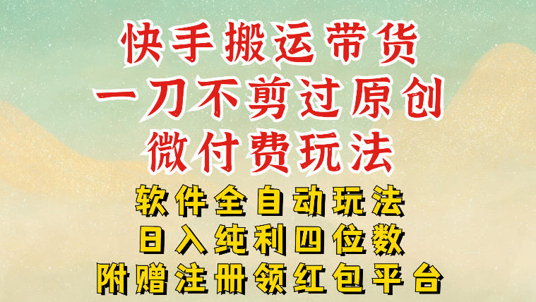 快手搬运带货，一刀不剪过原创，微付费玩法，软件全自动玩法，日入纯利四位数【揭秘】-快名资源网
