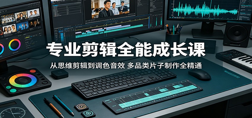 专业剪辑全能成长课：从思维剪辑到调色音效，多品类片子制作全精通-快名资源网