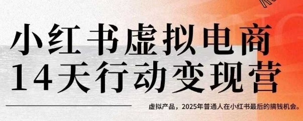 小红书虚拟电商14天变现训练营，虚拟产品，2025年普通人在小红书最后的搞钱机会(更新)-快名资源网