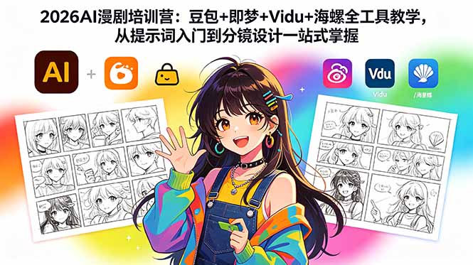 2026AI漫剧培训营：豆包+即梦+Vidu+海螺全工具教学，从提示词入门到分镜设计一站式掌握-快名资源网