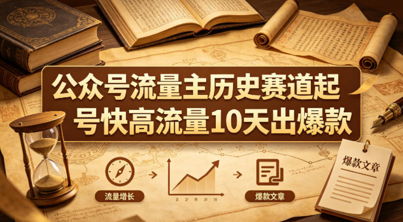 公众号流量主之历史赛道，起号快+高流量，10天就能出爆款！-快名资源网