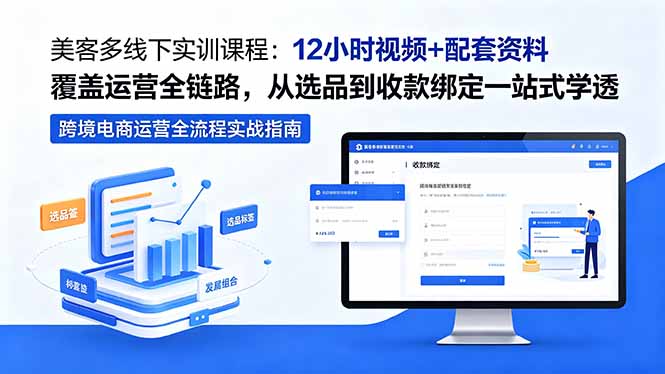 美客多线下实训课程：12小时视频+配套资料覆盖运营全链路，从选品到收款绑定一站式学透-快名资源网