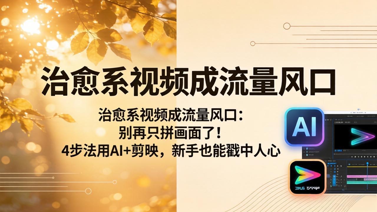 治愈系视频成流量风口：别再只拼画面了！4步法用AI+剪映，新手也能戳中人心-青虫资源网