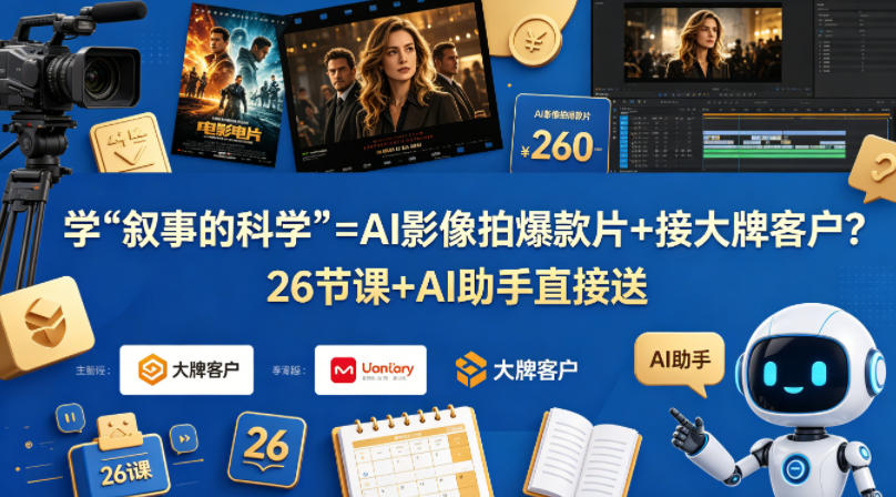 学《叙事的科学》=AI影像拍爆款片+接大牌客户？26节课+AI助手直接送【原创双语字幕】-快名资源网