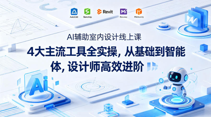AI辅助室内设计线上课｜4大主流工具全实操，从基础到智能体，设计师高效进阶-快名资源网