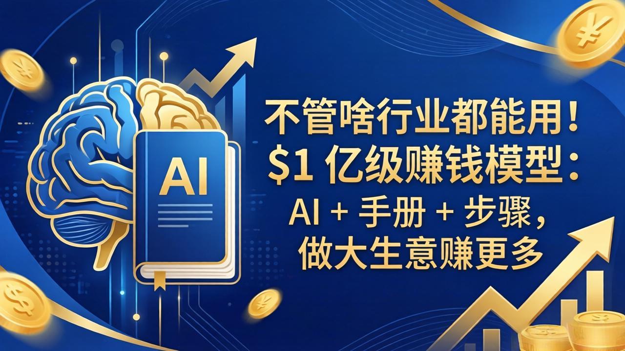 不管啥行业都能用！$1 亿级赚钱模型：AI + 手册 + 步骤，做大生意赚更多-快名资源网