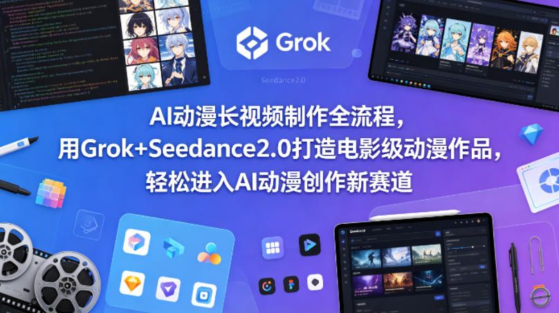 AI动漫长视频制作全流程，用Grok+Seedance2.0打造电影级动漫作品，轻松进入AI动漫创作新赛道-快名资源网