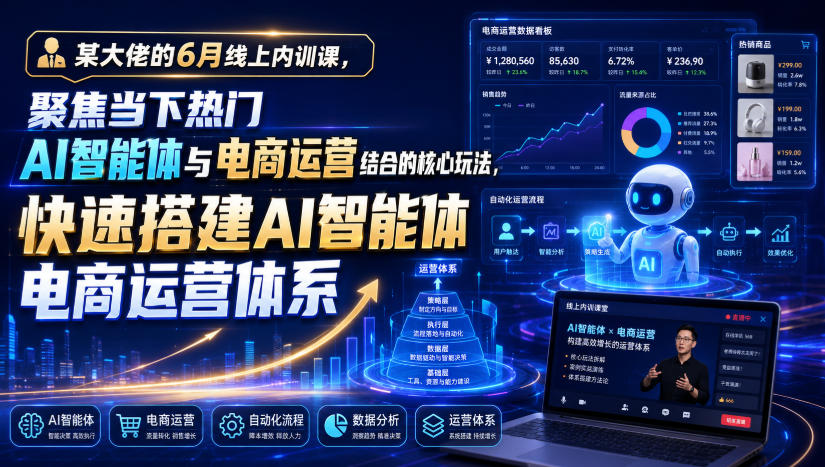 某大佬的6月线上内训课，聚焦当下热门AI智能体与电商运营结合的核心玩法，快速搭建AI智能体电商运营体系-青虫资源网