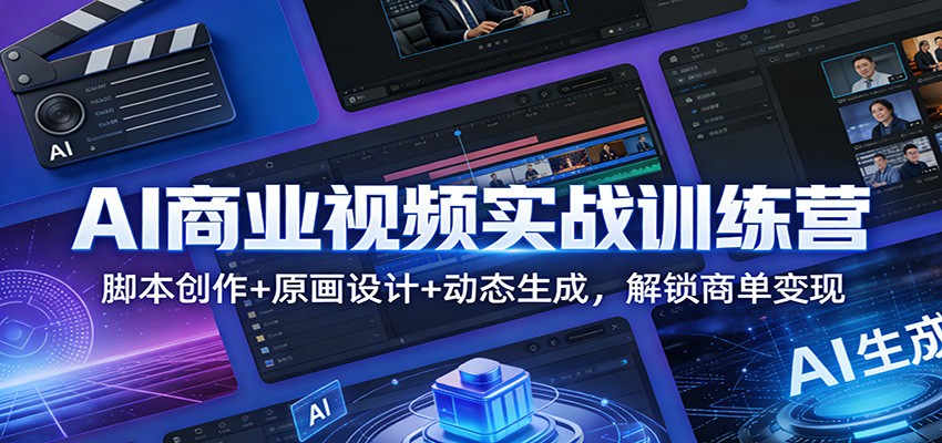 AI商业视频实战训练营：脚本创作+原画设计+动态生成，解锁商单变现-快名资源网